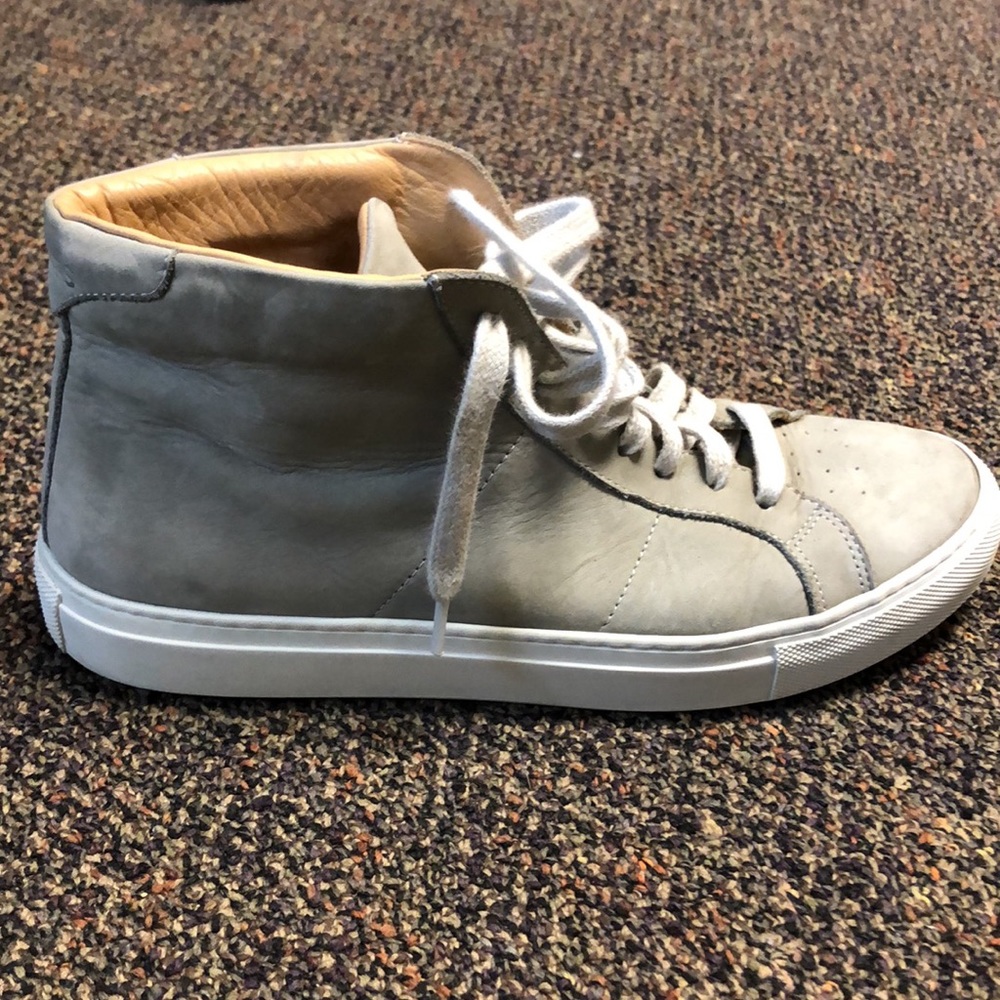 GREATS Brooklyn Gray Leather High Top Sneakers 10